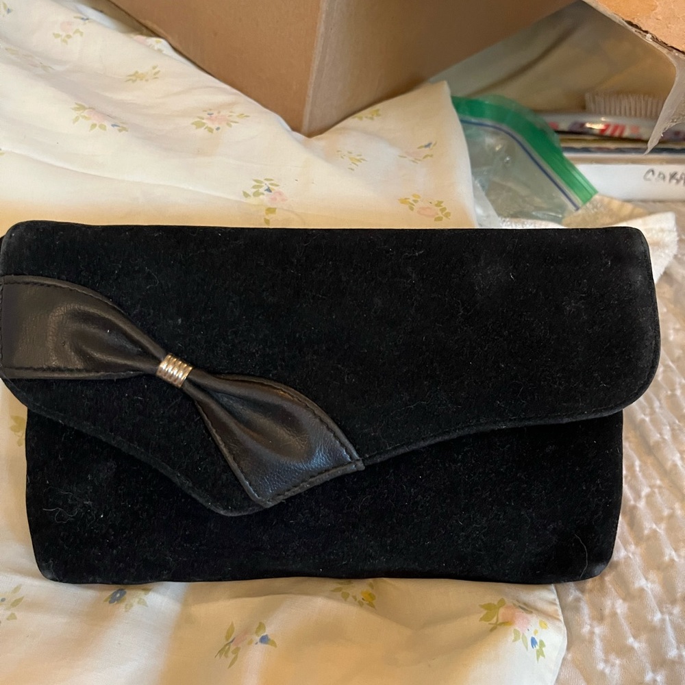 Beautiful black velvet purse with strap